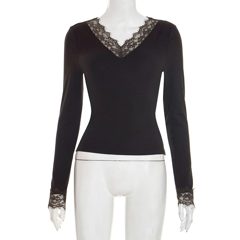 V-Neck Lace T-Shirt