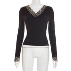 V-Neck Lace T-Shirt