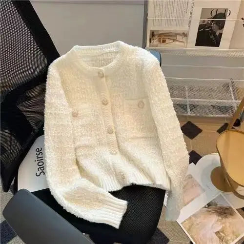 Single Breasted Round Neck Cardigan