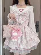 Bow Top + Lace Pleated Skirt