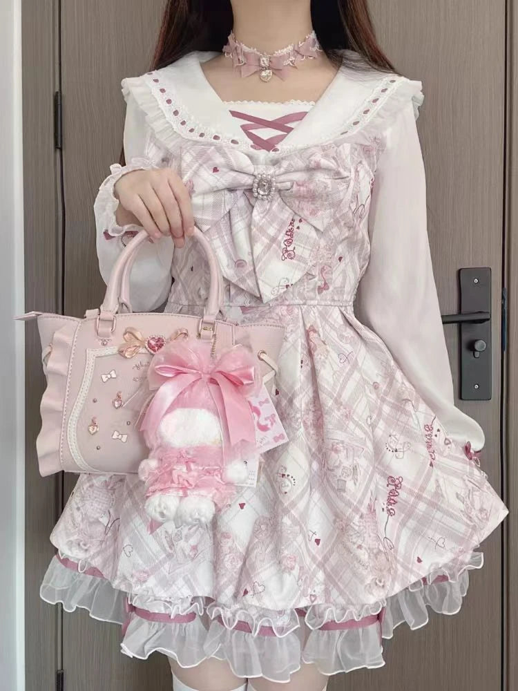 Bow Top + Lace Pleated Skirt