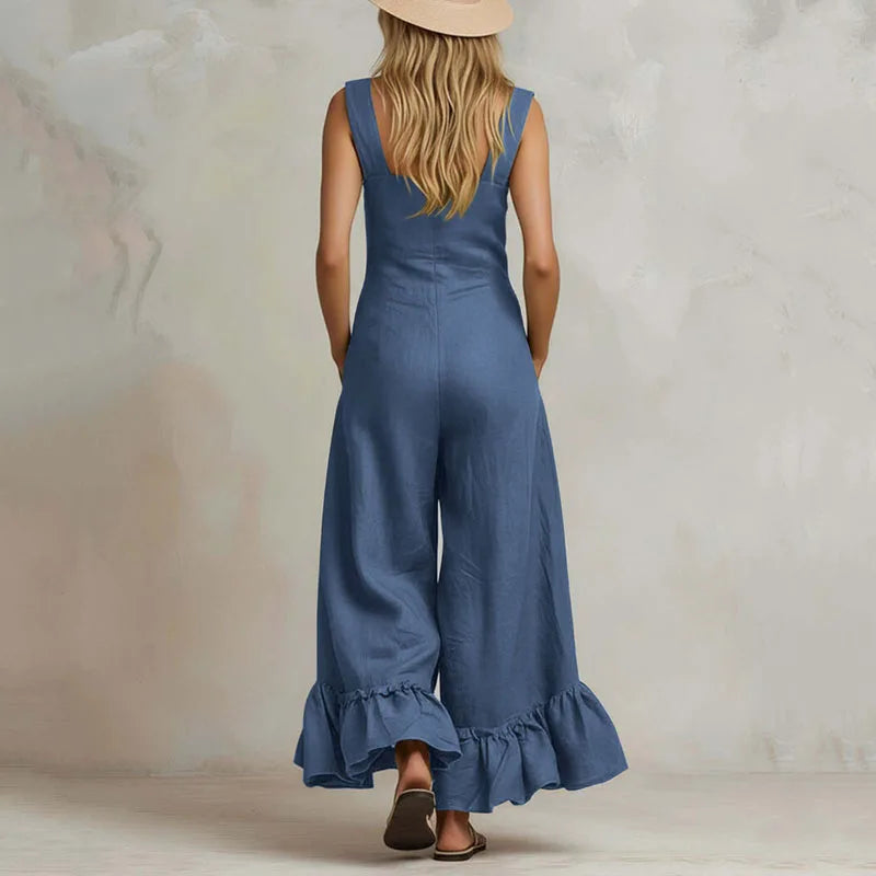 Casual Solid Sleeveless Jumpsuit