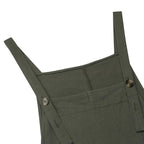 Pantalones Cortos Casuales De Mujer De Moda Con Tirantes Y Botones, Sin Mangas, Cuello Cuadrado, En Colores Blanco, Negro Y Verde Militar