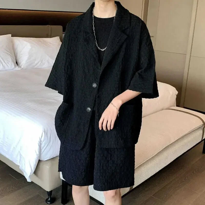 Single Breasted Short Sleeve Shirt and Shorts Set
