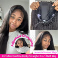 Vietnamese Kinky Straight Half Wigs Glueless 3 IN 1 Half Wig With Drawstring Raw Human Hair Wig Seamless Clip Ins Flip Over