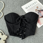 Tops sin espalda para mujer, nueva llegada, cuello tipo slash, sujetador incorporado, ombliguera, con cordones, camisola ajustada, verano, vintage, gallus, dropship