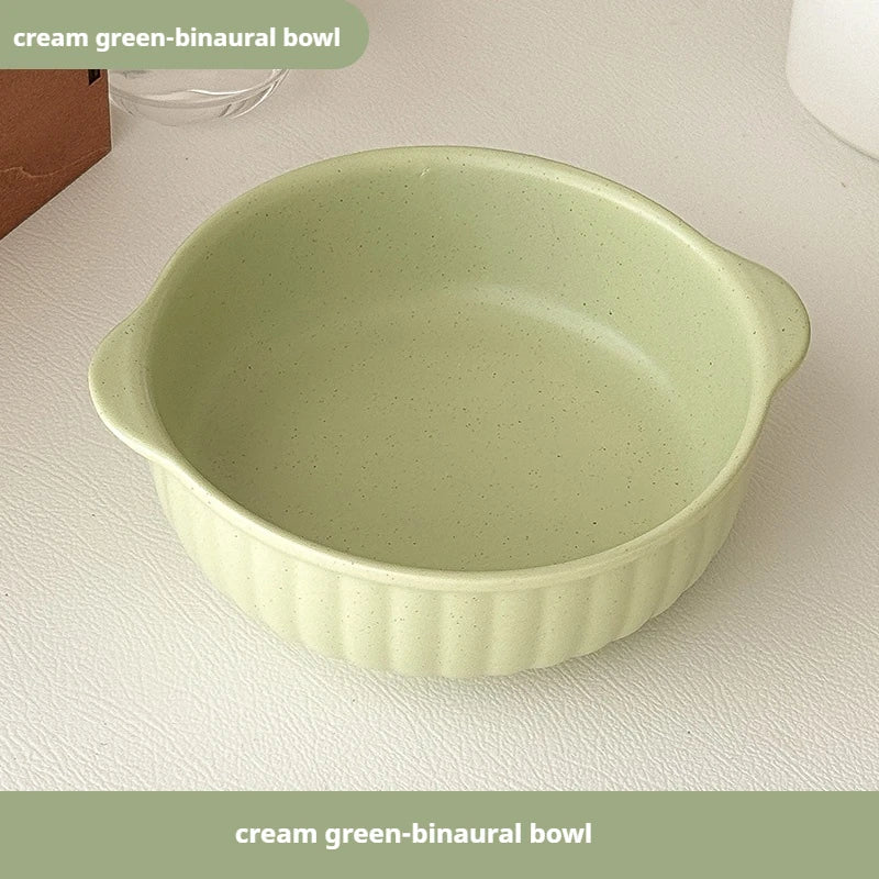 Dual-Handle Large-Capacity Ceramic Bowl