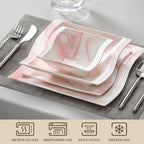 FLORA 26-PIECE Marble Porcelain Tableware Set