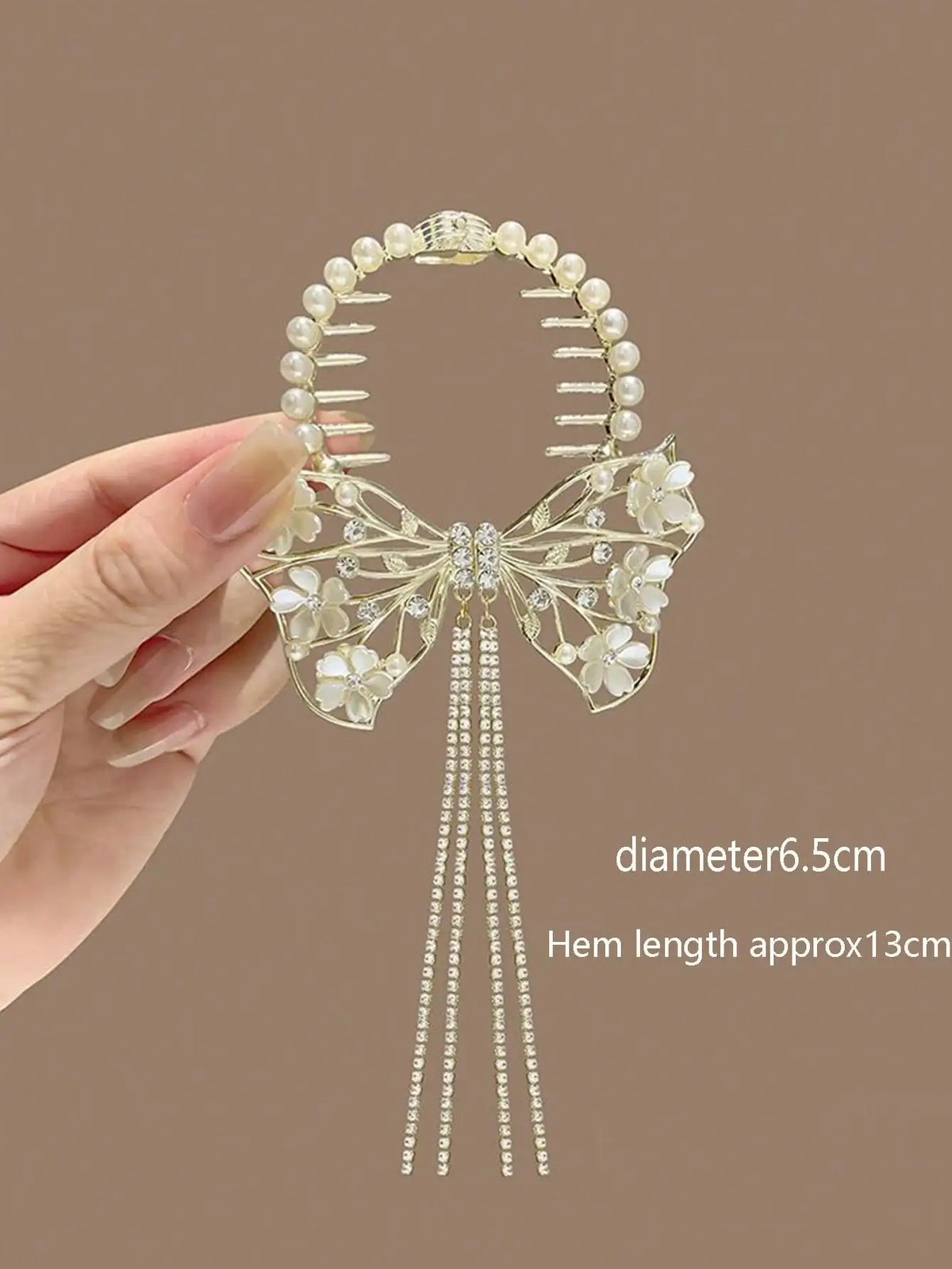 1pc Bun Holder Clip With Flower Tassel
