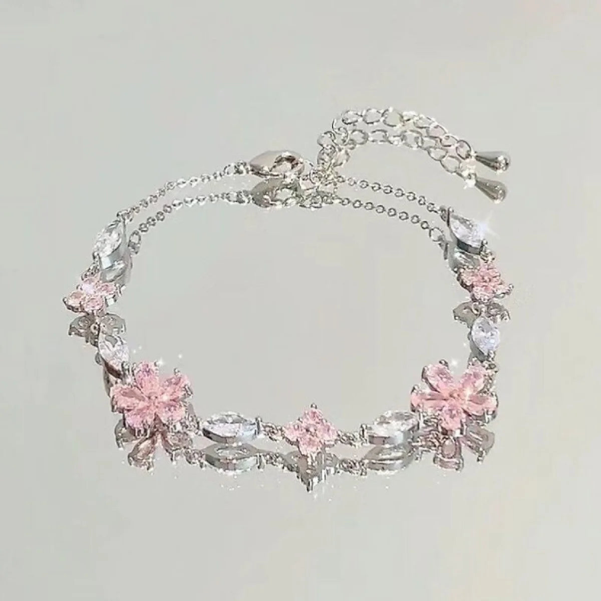 Sparkling Cherry Blossoms Butterfly Bracelet
