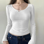 Floral Lace Trim Crop Top