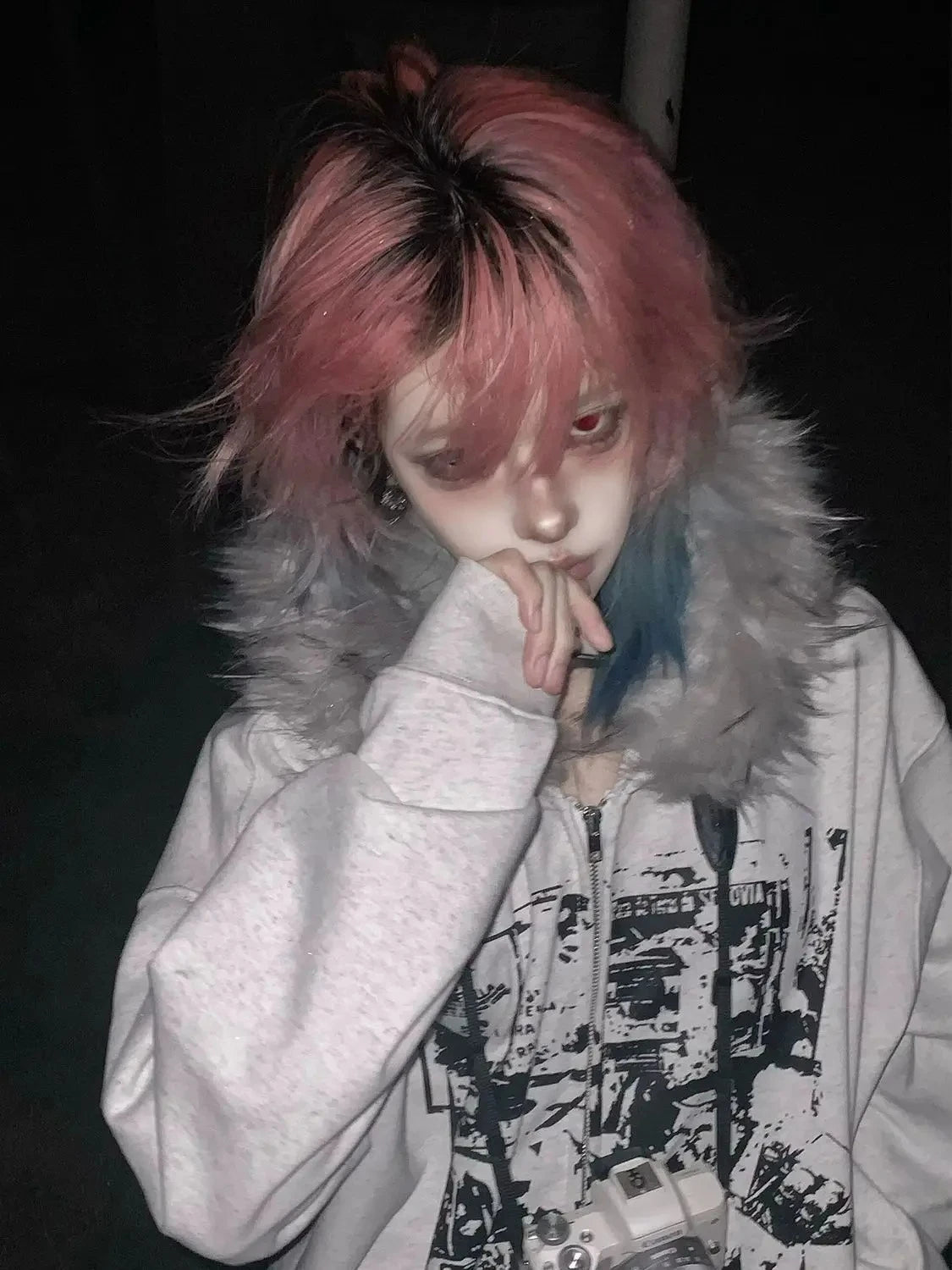 Faux Fur Print Jacket with Hood