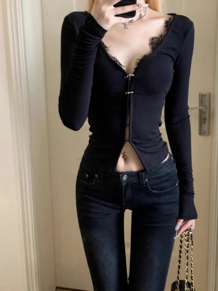 Lace Patchwork Knitted Cardigan