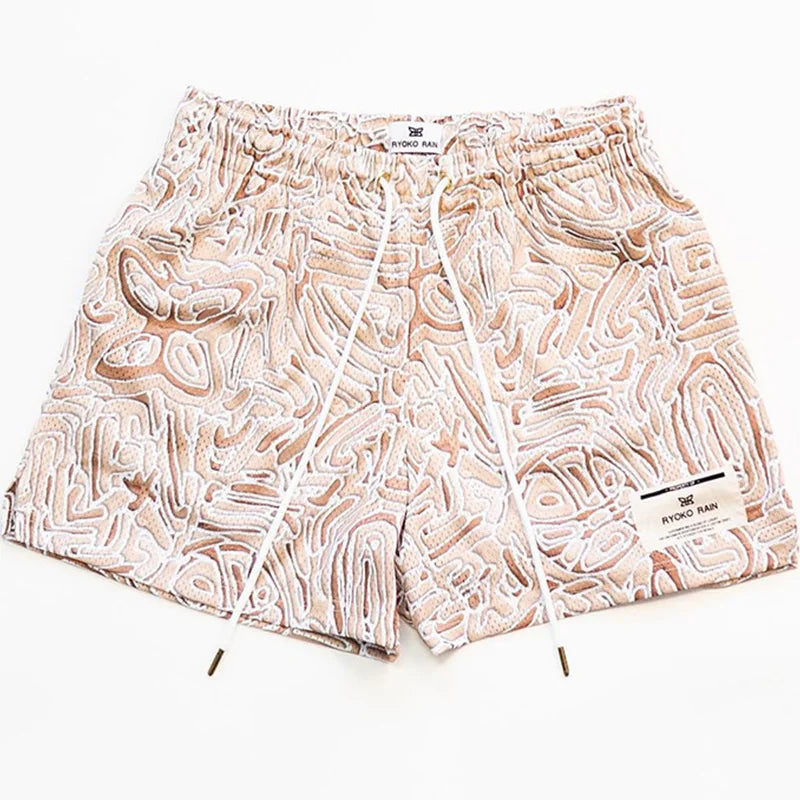 Paisley Butterfly Print Mesh Shorts