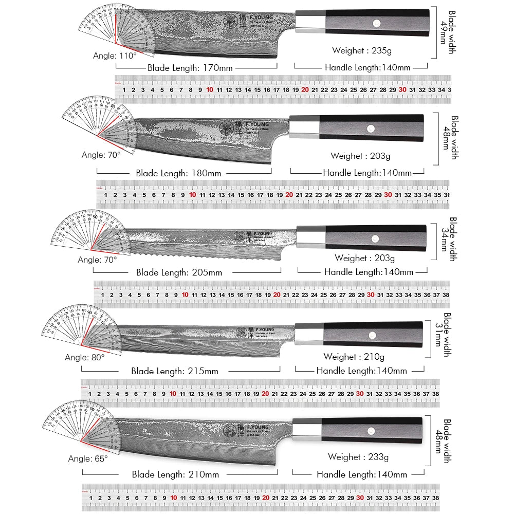 Damascus Steel Professional Kitchen Knives