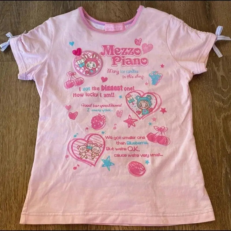 Blusa Estampada Kawaii Sweet Lolita para Mujer Manga con Volantes Encaje Camiseta con Ribete de Lazo Decoración Personaje de Dibujos Animados Estampado Integral Top Lindo