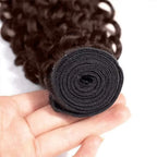 #4 Chocolate Brown Water Wave Curly 10-30 Inch Human Hair Bundles Deep Curly Wave Brazilian Virgin Raw Hair Sew-In Bundles