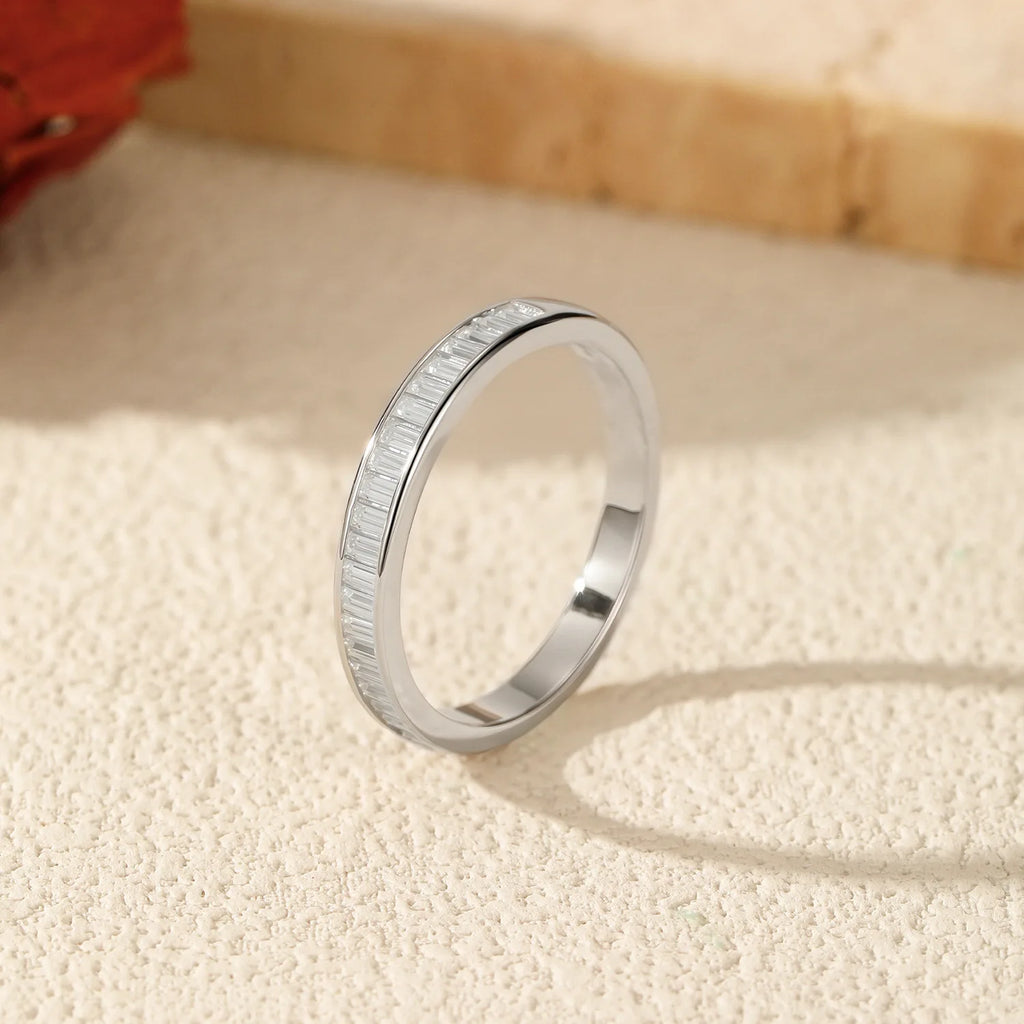 Rectangle Moissanite Stackable Ring