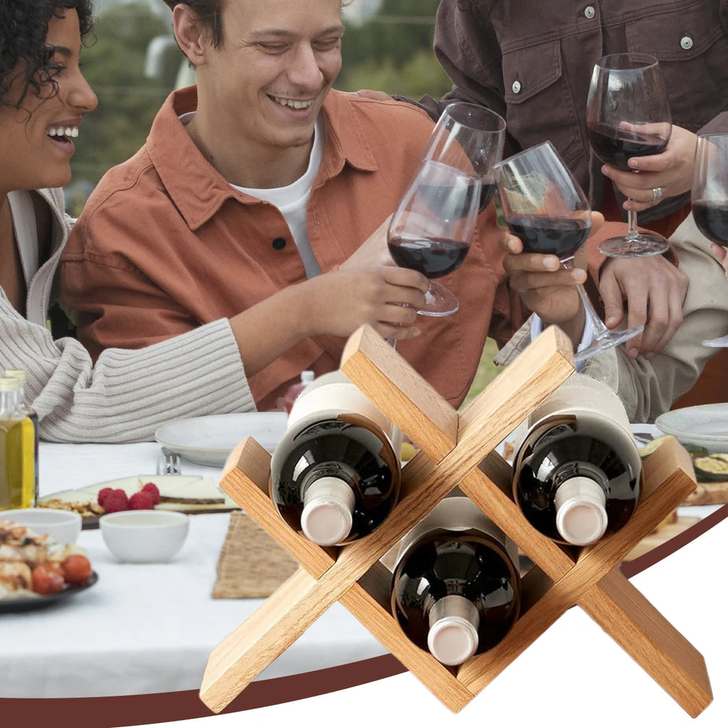 4-Bottle Wood Wine Rack