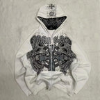 Tendencia de moda urbana Y2K, sudadera con capucha y cremallera con cuello de piel, estilo Harajuku, informal, holgada, gruesa, unisex, cálida.