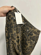 Pantalones vaqueros americanos vintage de leopardo de cintura alta para mujer, informales, años 2000, holgados, Y2K, pierna ancha, grunge, de calle, de mezclilla lavada