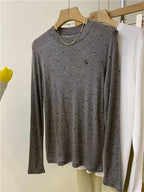Minimalist round Neck Polka Dot Long Sleeve T-shirt