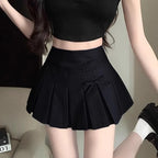 Falda plisada para mujer con lazo, minifalda coreana de moda, falda corta de cintura alta, ropa de calle para mujer, falda de baile, tenis, falda acampanada para mujer.