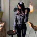Solid Fur Hooded Puffer Jacket
