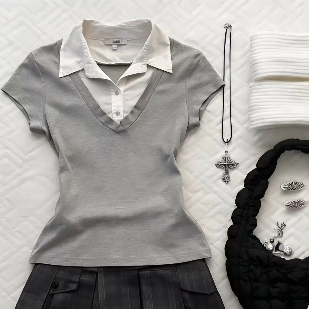 ZHUOLIN Two-Piece Tees