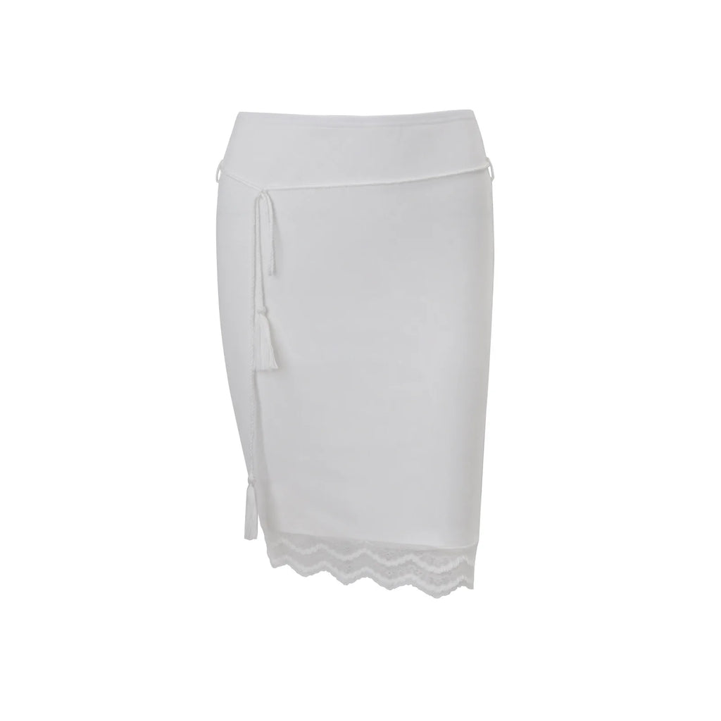 Deep V Sleeveless Lace Trim Top and Midi Skirt Set
