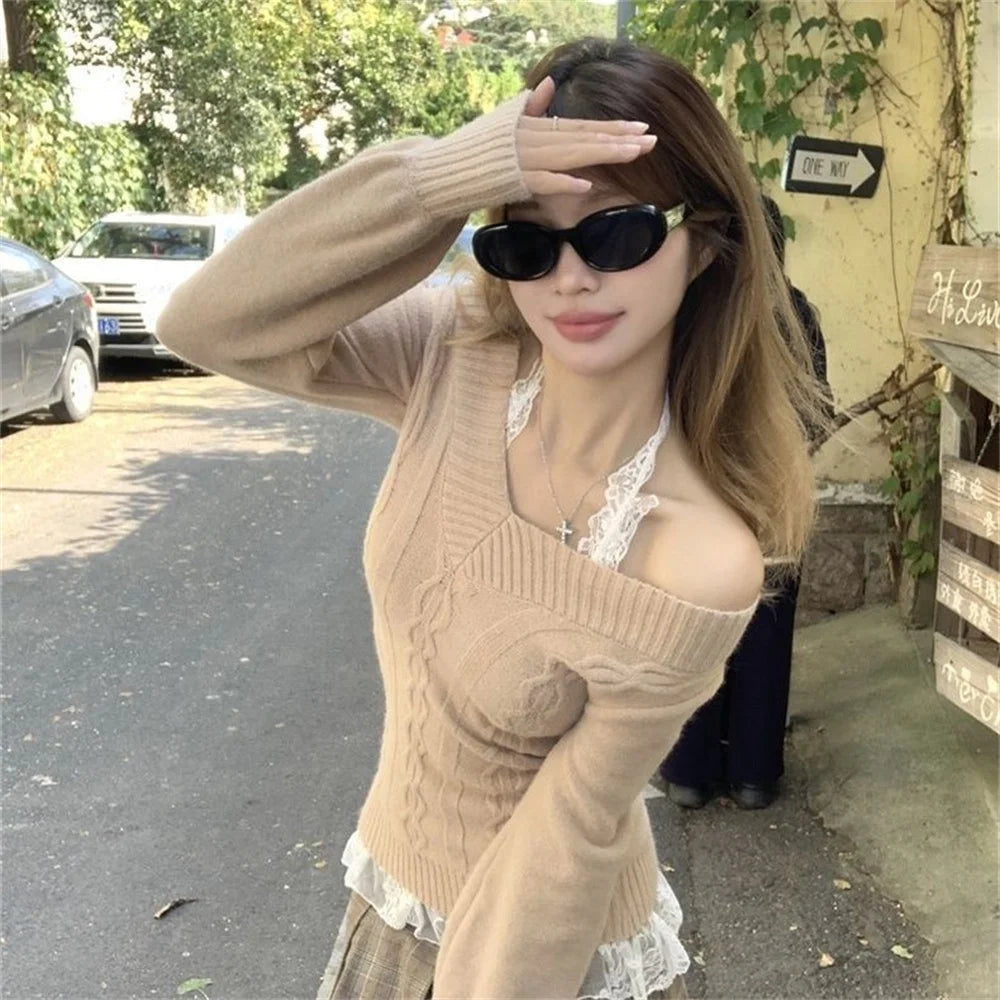 V-neck Knitted Top