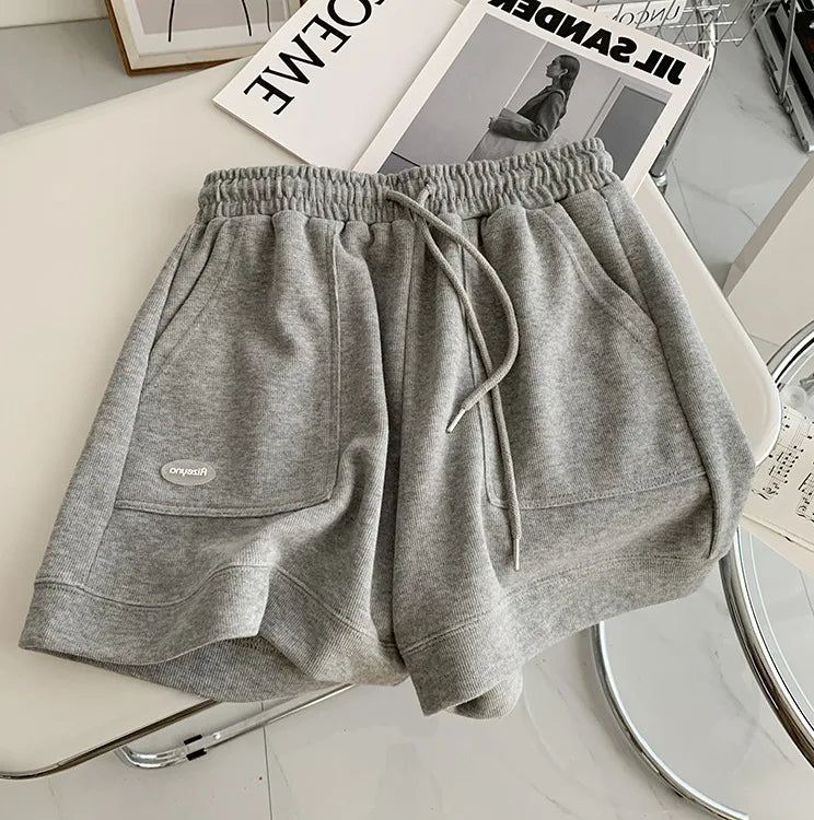 Loose wide-legged drawstring A Shorts