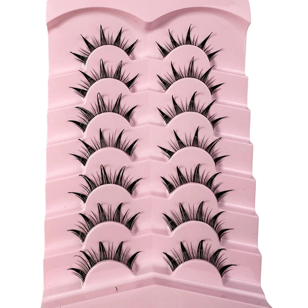 New 14/10/7/5Pairs Manga Lashes Natural Eyelashes Soft Cross Wispy Clear Band False Eyelashes Doll Eyes Lashes Cosplay Extension