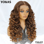 Lace Frontal Wigs 13X6 Synthetic Curly Lace Frontal Wigs With Bangs For Afro Women Pink Blonde Women Wigs With Baby Hair Latisha