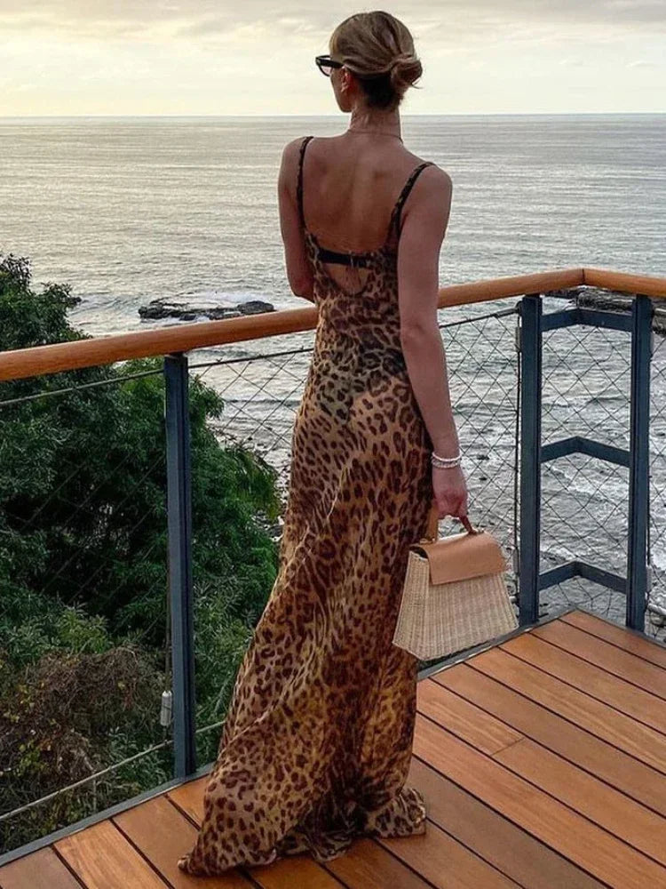 See Through Maxi Backless Dress