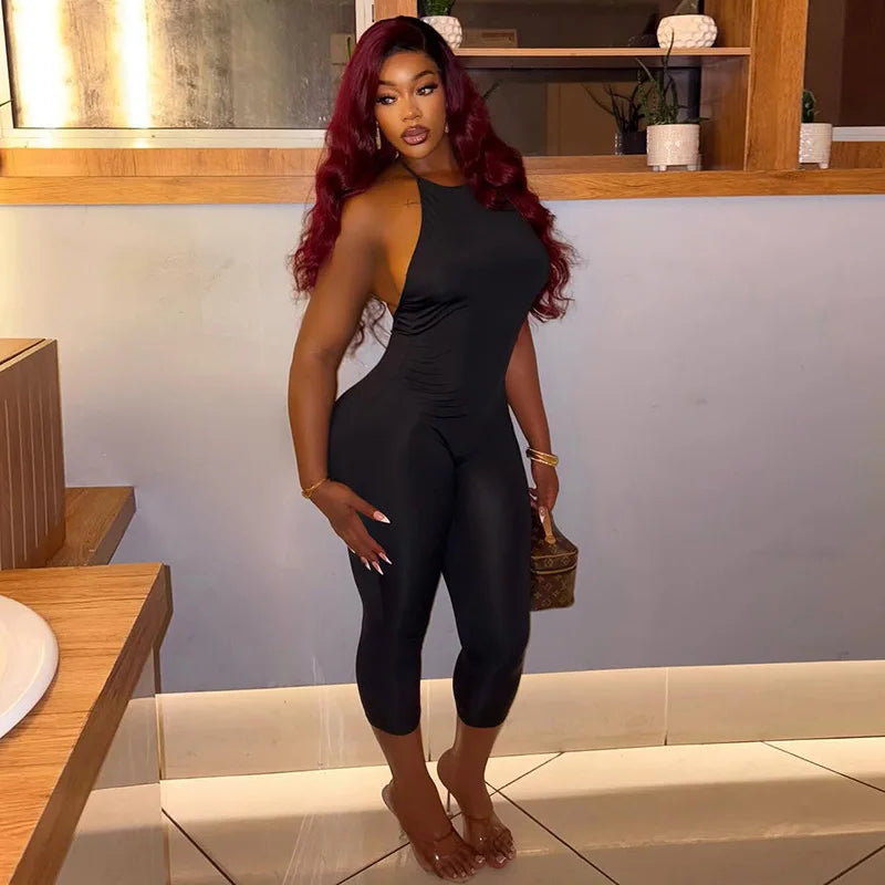 Solid Color Bodycon Jumpsuit