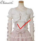 Heavy Patchwork Sleeve Tie Lace Bow Shirt