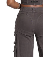 Pantalón cargo de sarga de tiro bajo