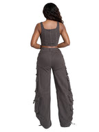 Pantalón cargo de sarga de tiro bajo